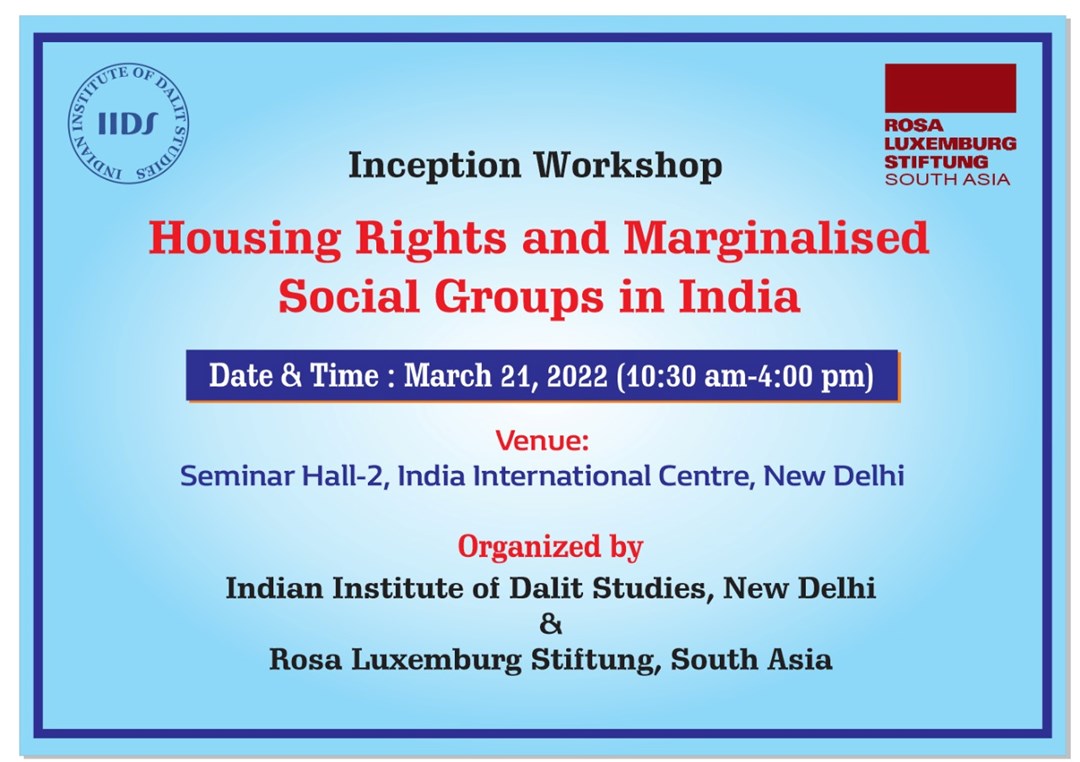 Inception Workshop on Housing Rights and Marginalised Social Groups in India.